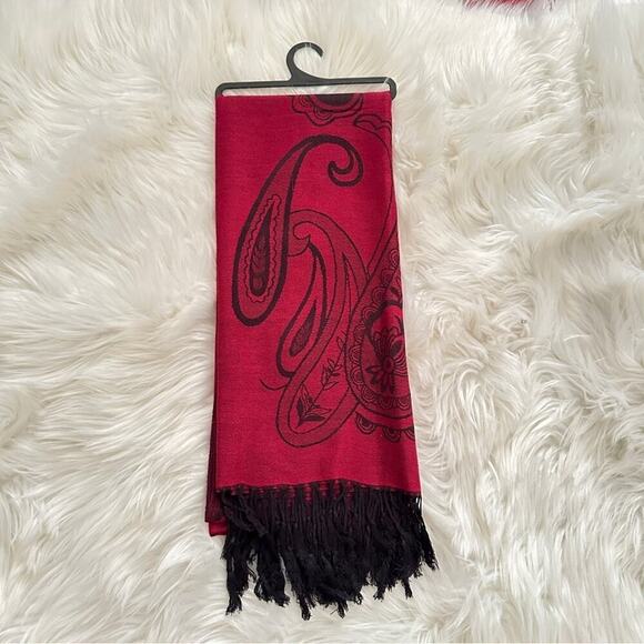 Pashmina Soft Silky Reversible Patsley Shawl Wrap Scarf W/ Fringes - Picture 3 of 3